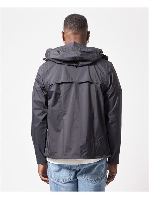 Jacko men's jacket by K-way with hood and logo K-WAY | K8131QW-CHARMEL TRAVELUSY